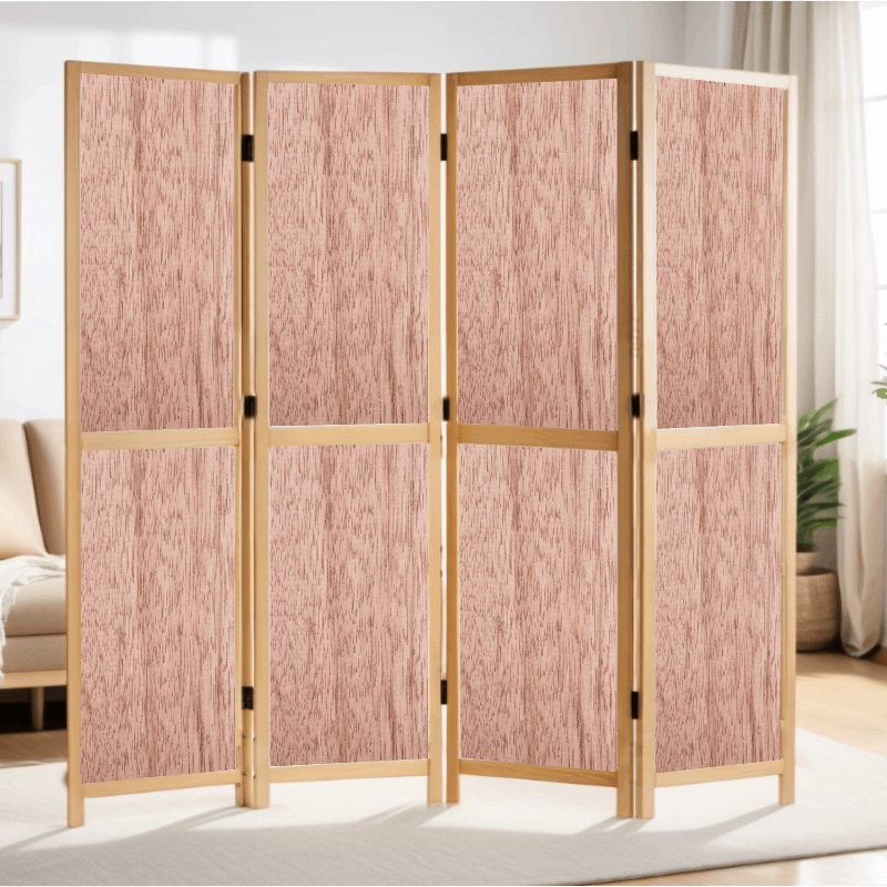 Partition Room Divider - 4-Panel Double-Sided Veneered-Face Interior Plywood Folding Screen Room ...