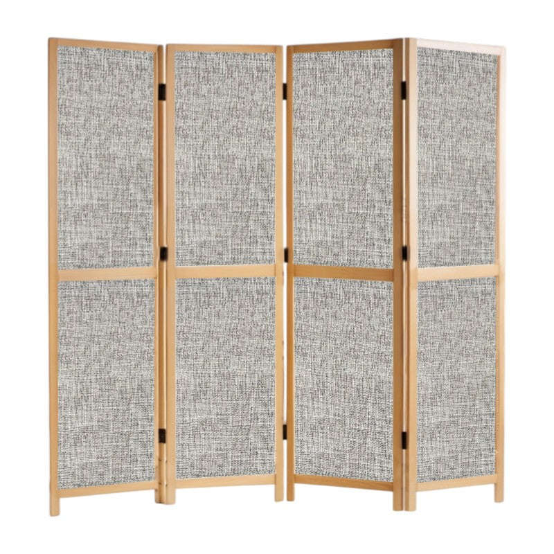 Partition Room Divider - 4-Panel Double-Sided Upholstery Fabric Folding Screen Room Divider
