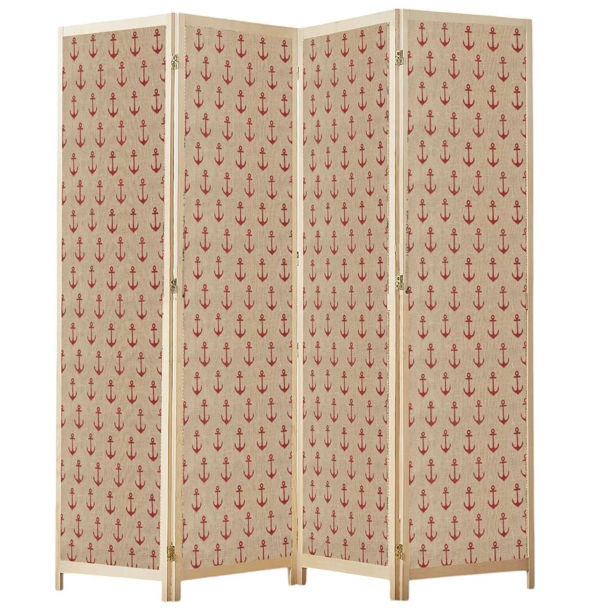 Partition Room Divider - 4 Panel See-through Printed Hessian Folding Screen Room Divider with Sol...