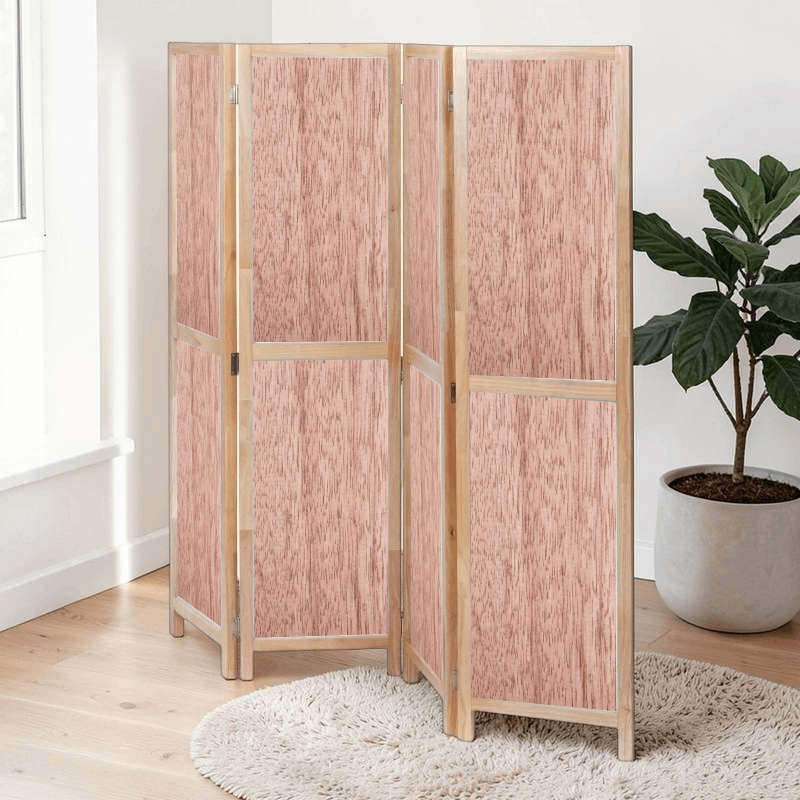 Partition Room Divider - 4-Panel Double-Sided Veneered-Face Interior Plywood Folding Screen Room ...