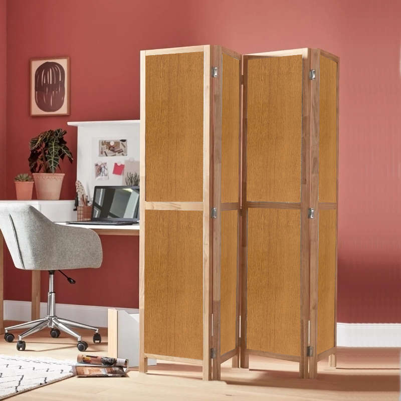 Partition Room Divider - 4-Panel Dual-Faced Folding Screen Room Divider