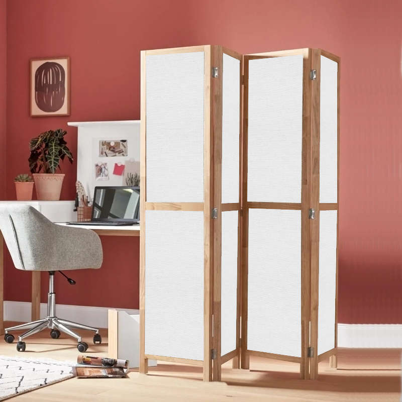 Partition Room Divider - 4-Panel Single-Sided Upholstery Fabric Folding Screen Room Divider with ...