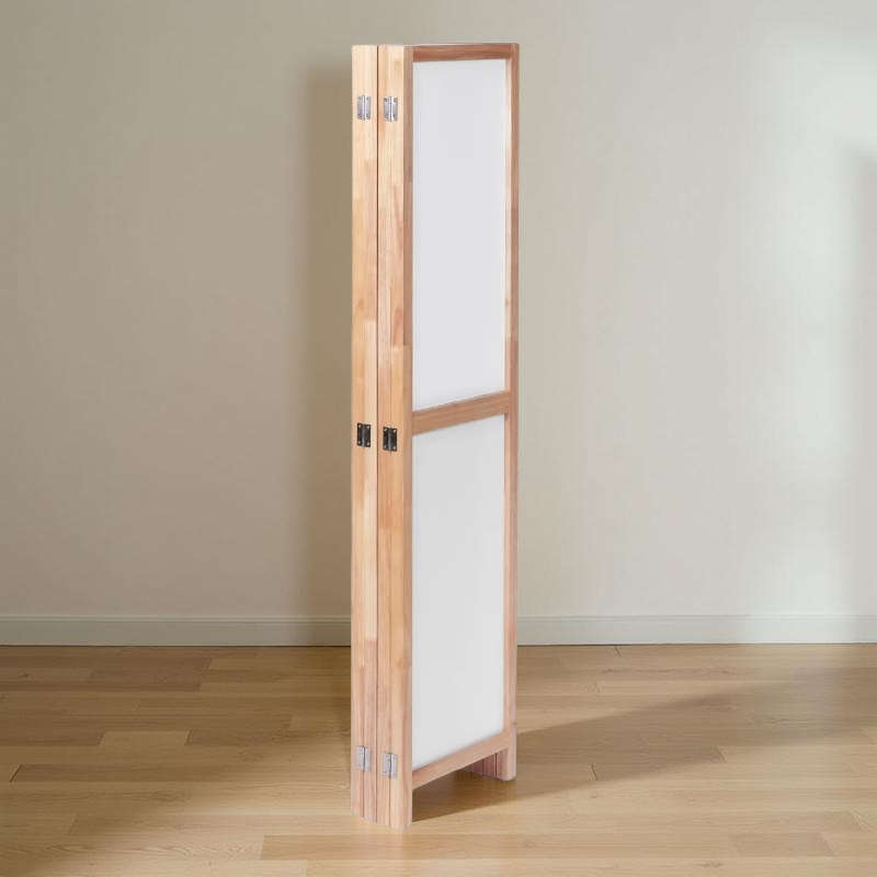 Partition Room Divider - 4 Panel Folding Privacy Screen Room Divider with Solid Wooden Frames