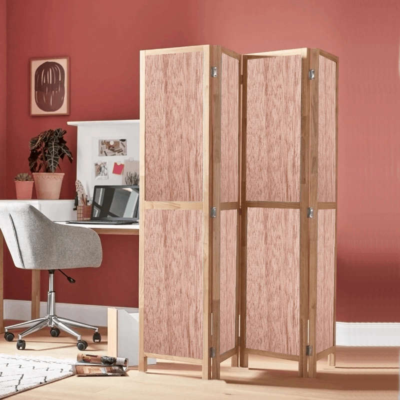 Partition Room Divider - 4-Panel Double-Sided Veneered-Face Interior Plywood Folding Screen Room ...