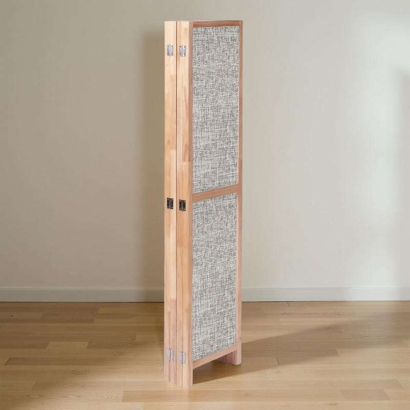 Partition Room Divider - 4-Panel Double-Sided Upholstery Fabric Folding Screen Room Divider