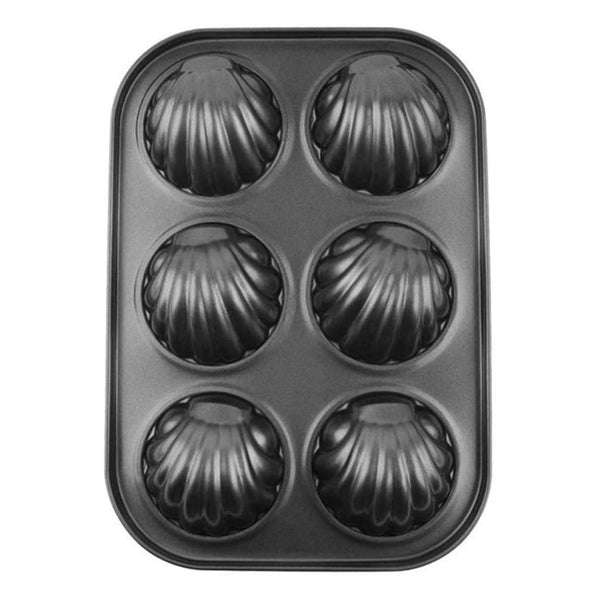 Shell Shaped 6 Hole Non-Stick Flat Bottom Carbon Steel DIY Muffin Backing Tray