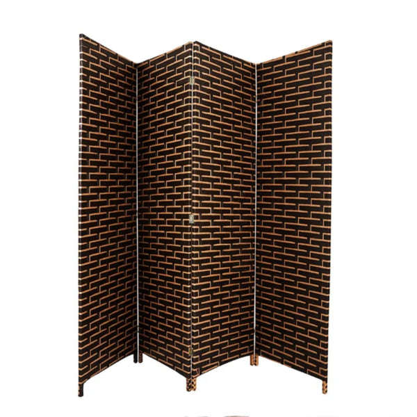Folding Hand-Woven Rattan 4 Panel Privacy Screen Room Divider