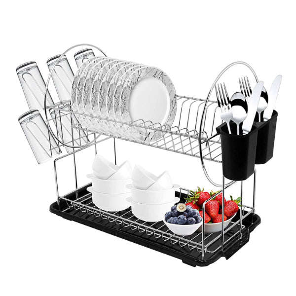 Dish Drying Rack - 2 Layer Silver Dish Drying Rack For Kitchen Counter
