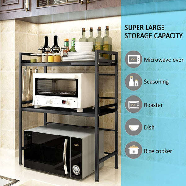 Microwave Oven Rack - Kitchen Microwave Oven Holder Rack Iron Storage Organizer Shelf Stand (2-La...