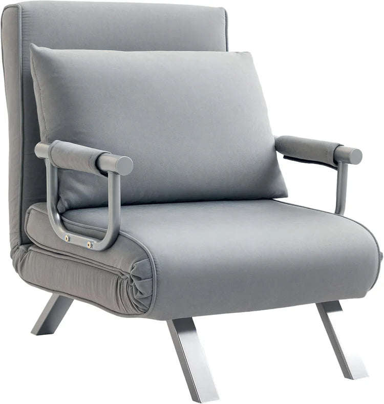 Foldable 2-In-1 Single Sofa Bed and Armchair with Pillow