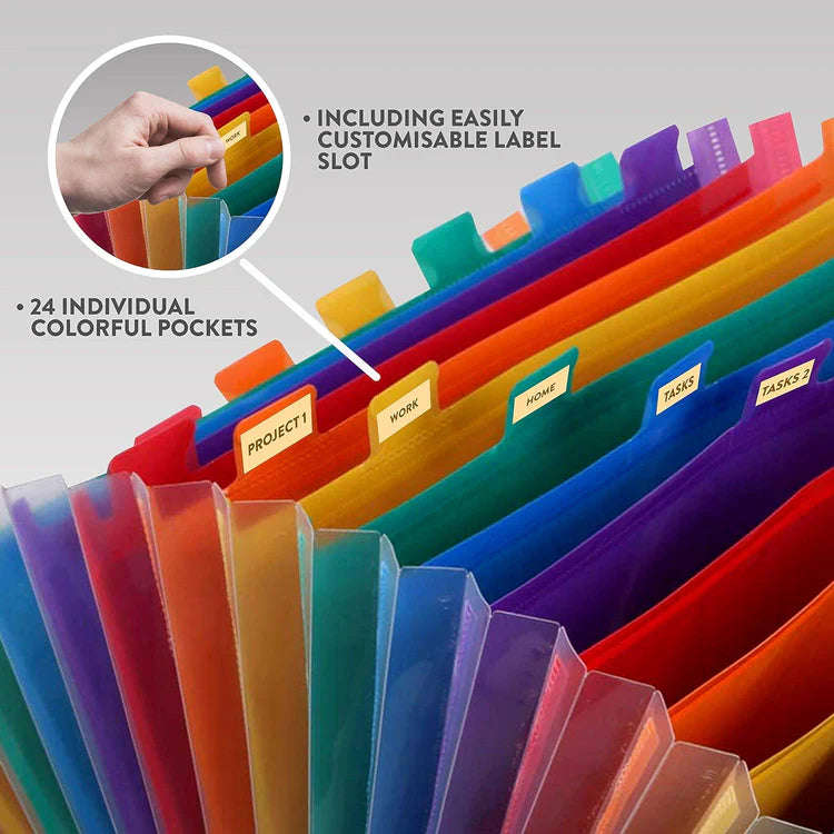 A4 Accordion Expandable Document Folder - 24 Color Coded Slots