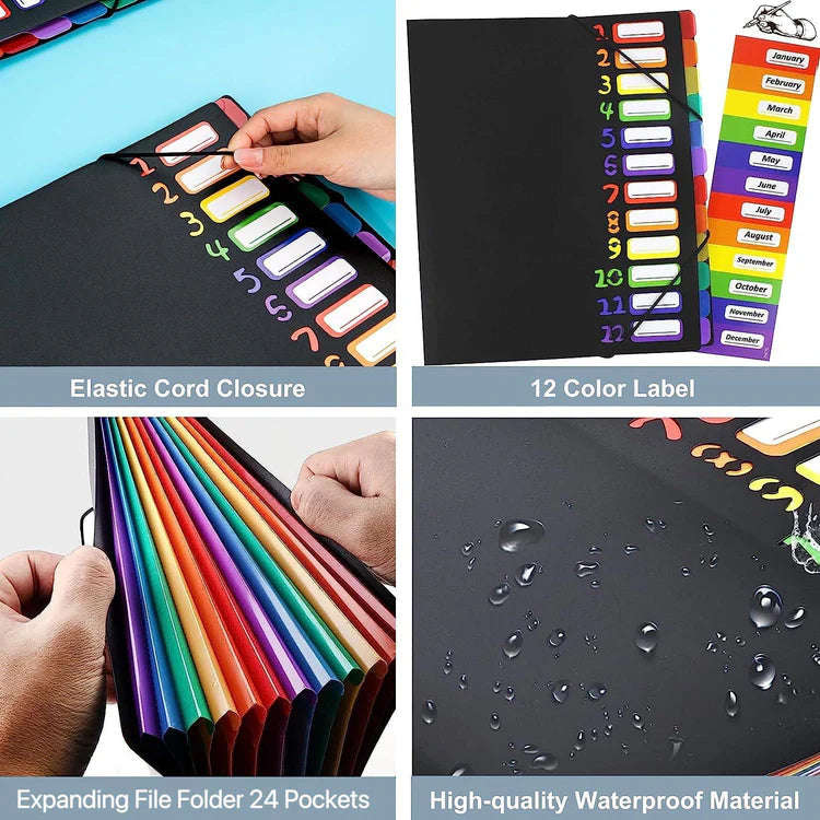 24 Pocket, Color Coded A4 File