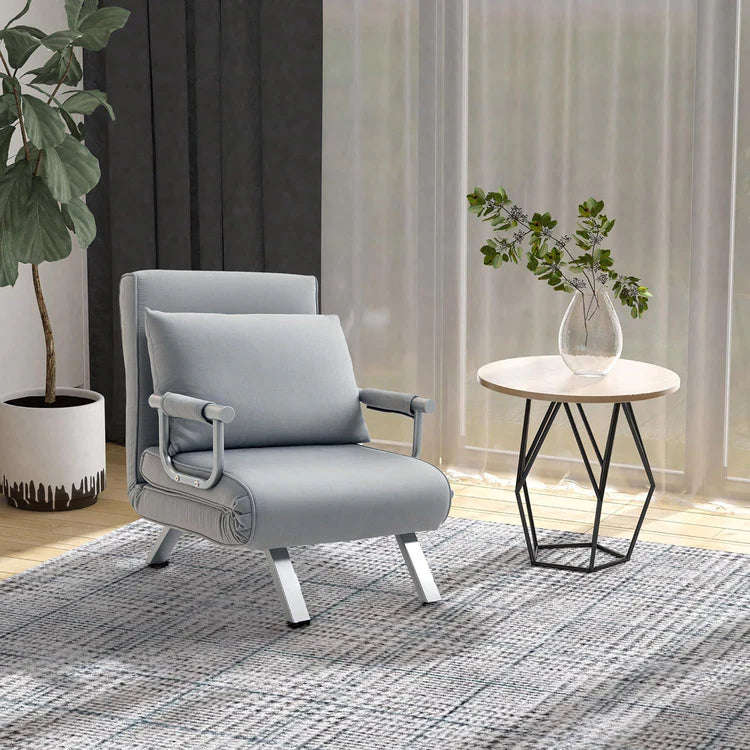Foldable 2-In-1 Single Sofa Bed and Armchair with Pillow