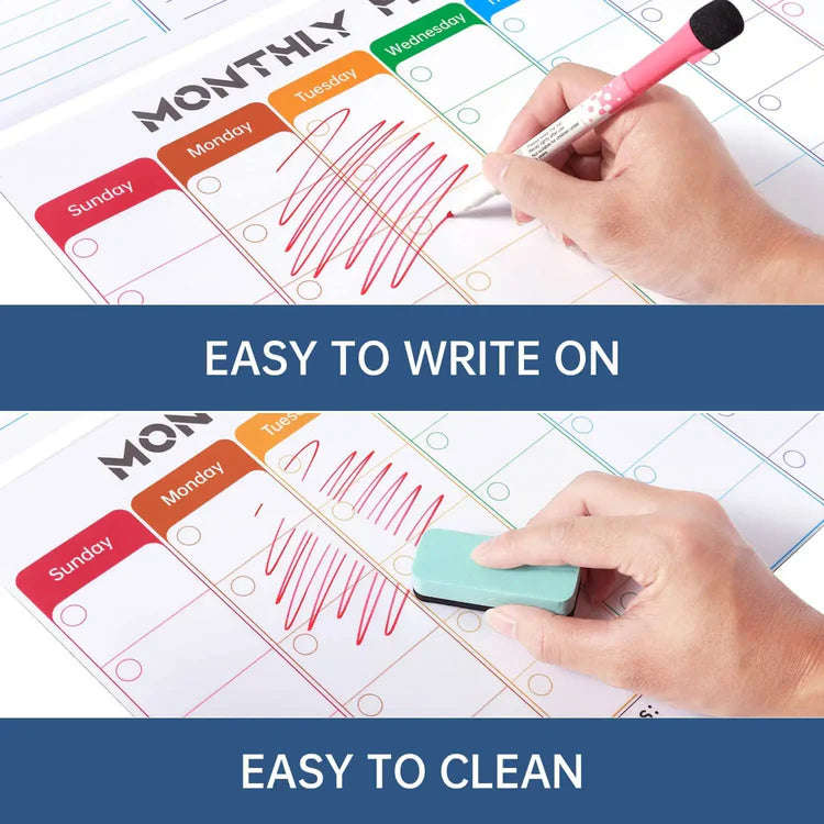 Magnetic, Reusable Monthly, Weekly Organizer With A Daily To-Do List.