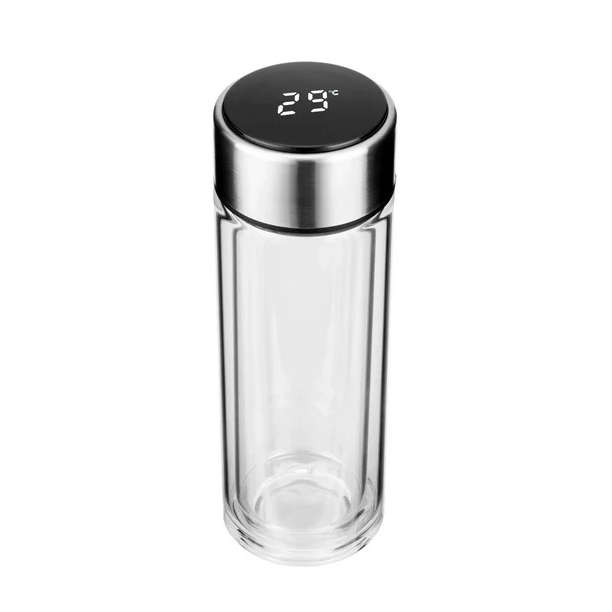 500ml Double Wall Borosilicate Insulated Glass Water Bottle With Tea Separator