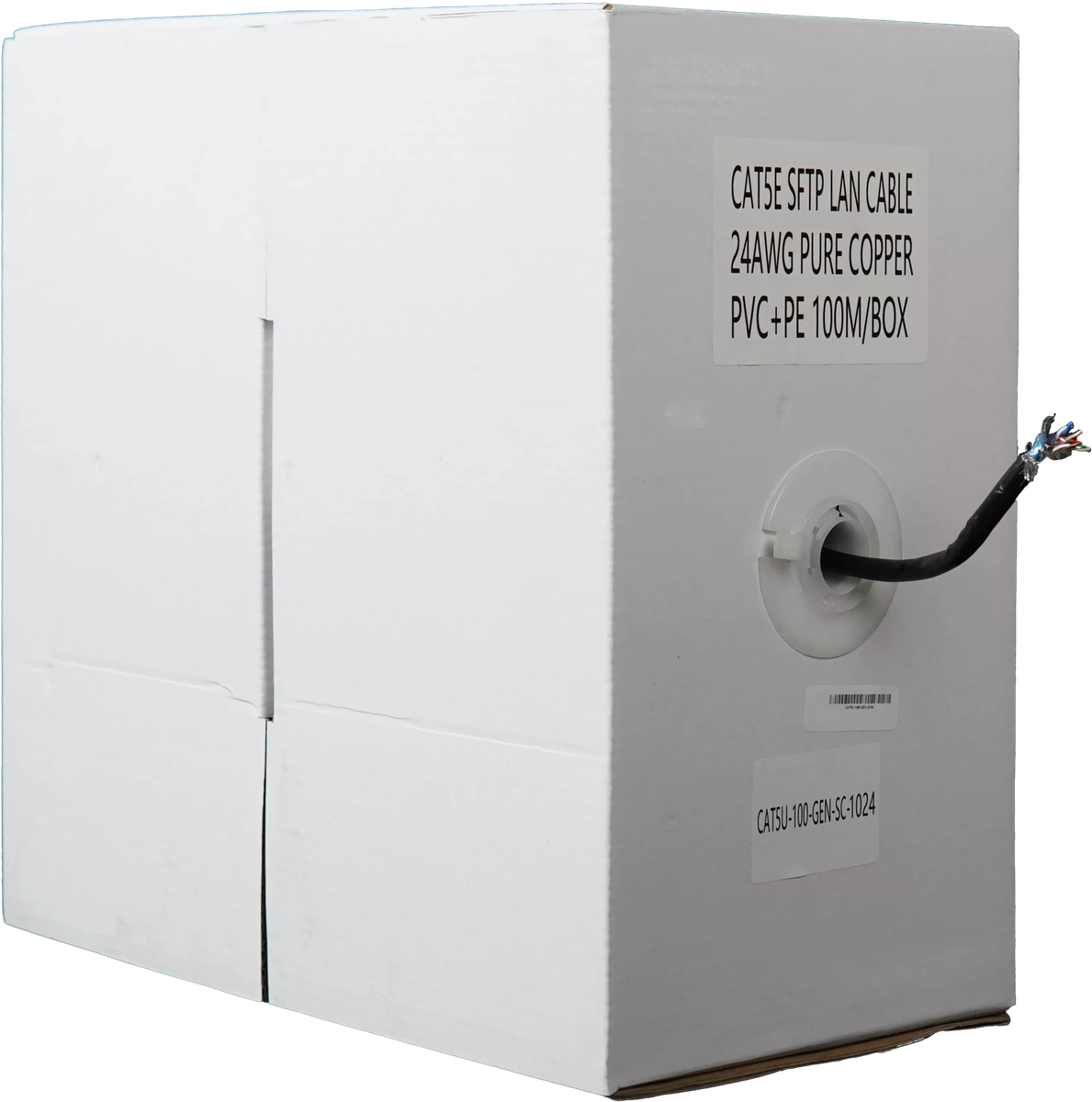 Essential CAT5 UV Outdoor Ethernet Cable 100m Black Solid Copper SF/TP Pull Box | CAT5U-100-GEN-SC