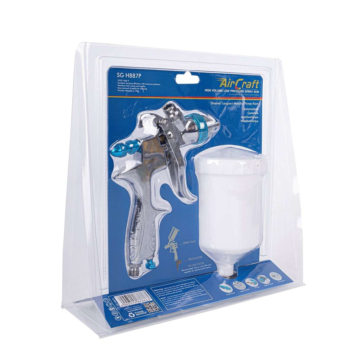 Spray gun hvlp 1.4mm nozzle 600cc plastic blister pack