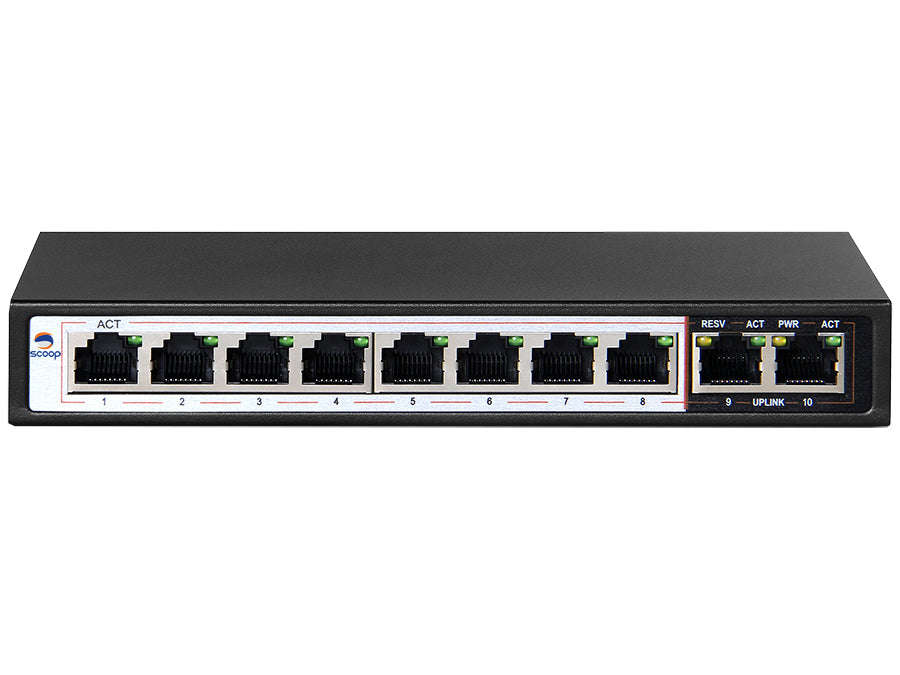 Scoop 10 Port Fast Ethernet 8 PoE 96W Switch
