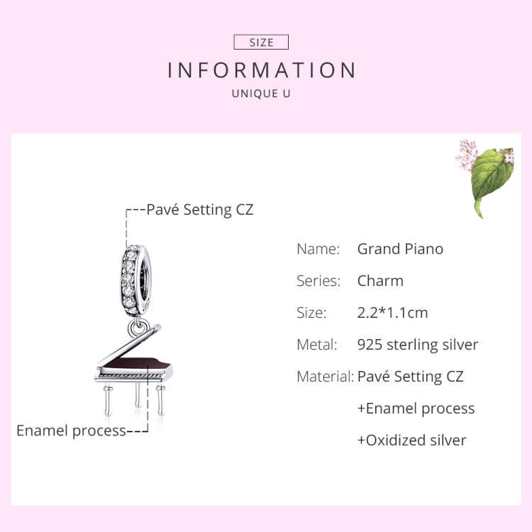 S925 Sterling Silver Grand Piano Pendant DIY Bracelet Necklace Accessories