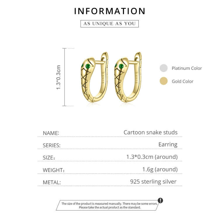 S925 Sterling Silver Smart Snake Ear Studs Women Earrings(Silver)