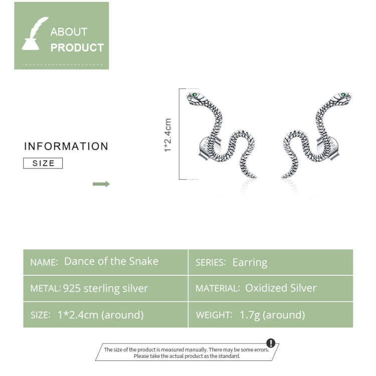 S925 Sterling Silver Smart Snake Ear Studs Women Earrings