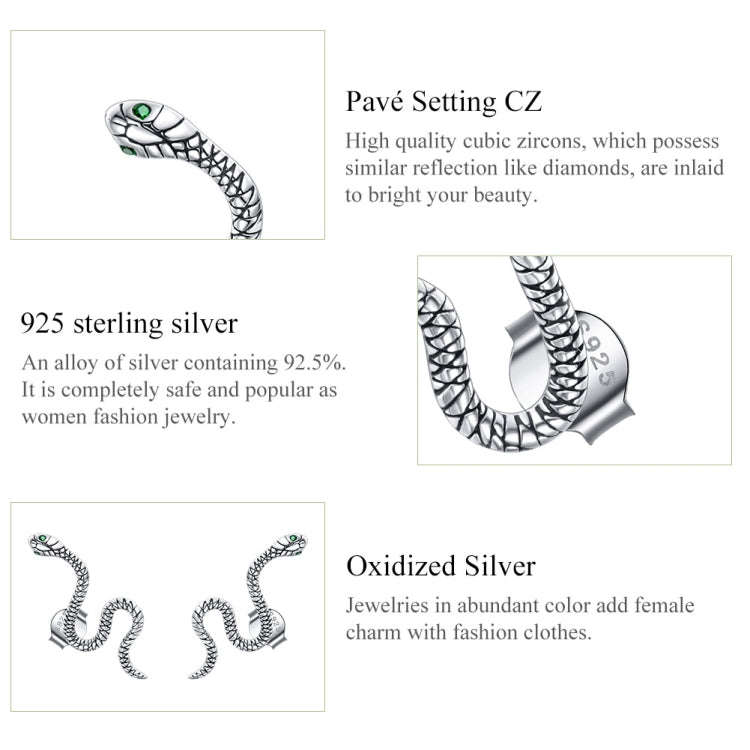 S925 Sterling Silver Smart Snake Ear Studs Women Earrings