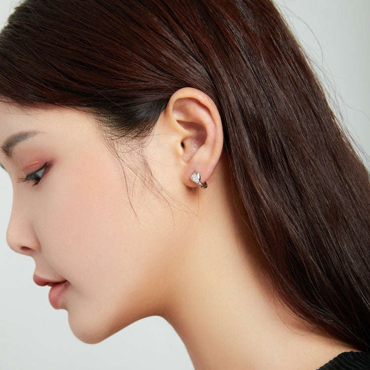 S925 Sterling Silver Bright Heart Ear Buckle Women Earrings
