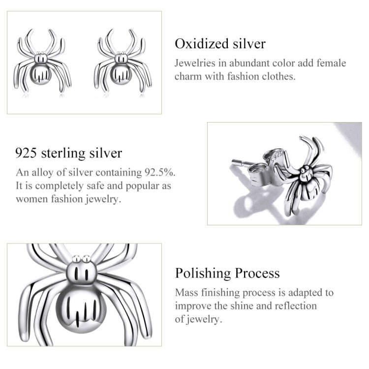 S925 Sterling Silver Eight-legged Spider Ear Studs Women Earrings