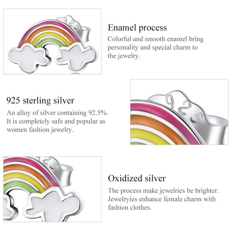 S925 Sterling Silver Rainbow Cloud Ear Stud Women Earrings
