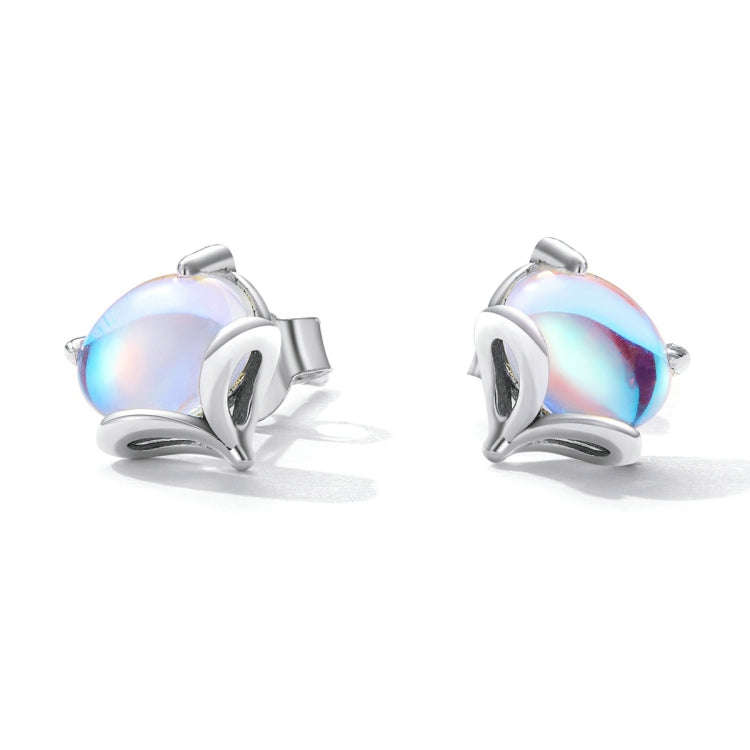 S925 Sterling Silver Moonstone Fox Ear Stud Women Earrings