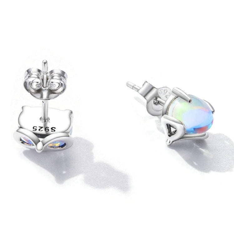 S925 Sterling Silver Moonstone Fox Ear Stud Women Earrings