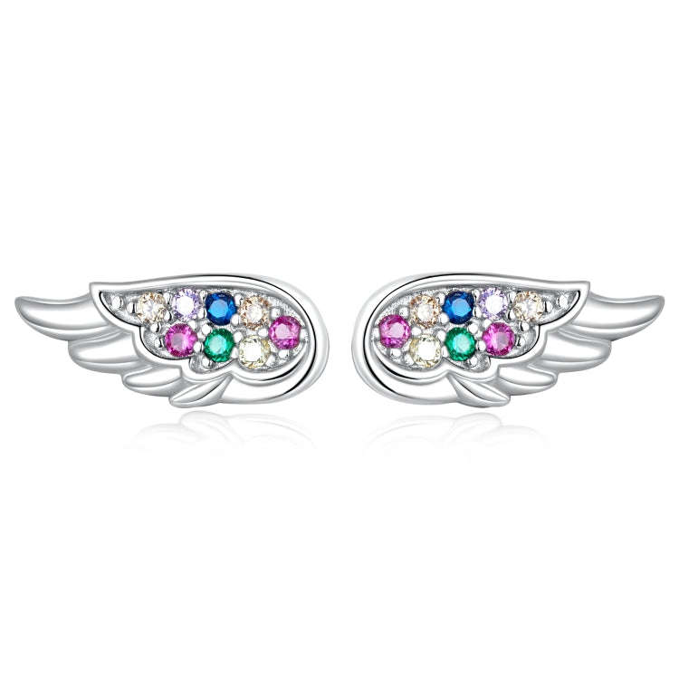 S925 Sterling Silver Colorful Zircon Wing Ear Stud Women Earrings