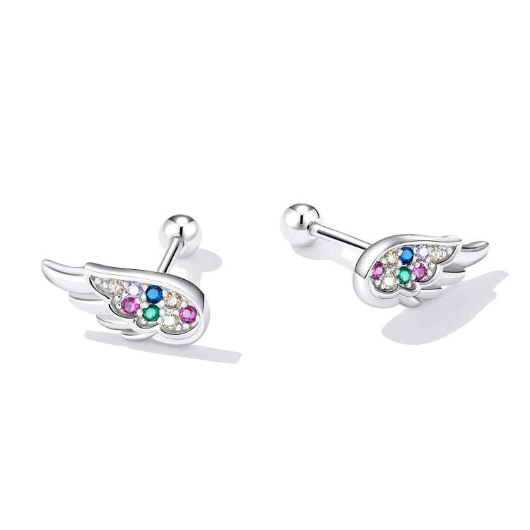 S925 Sterling Silver Colorful Zircon Wing Ear Stud Women Earrings
