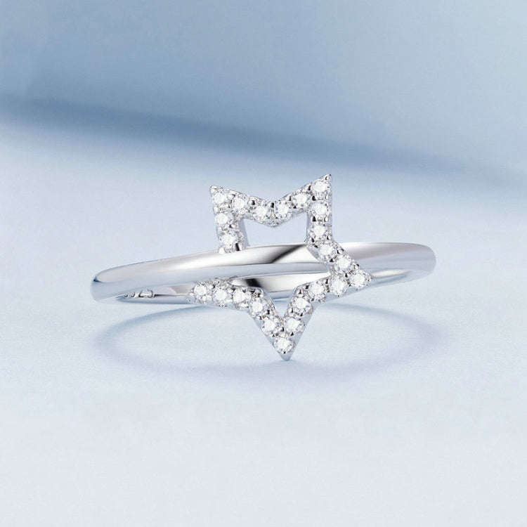 BSR450-6 S925 Sterling Silver  Hollow Star Ring Hand Decoration