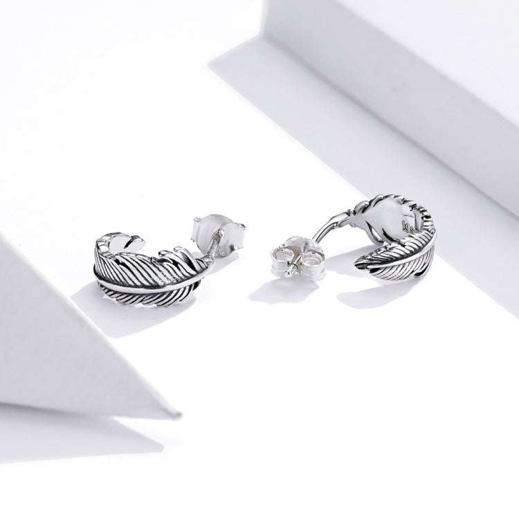 S925 Sterling Silver Light Feather Women Earrings