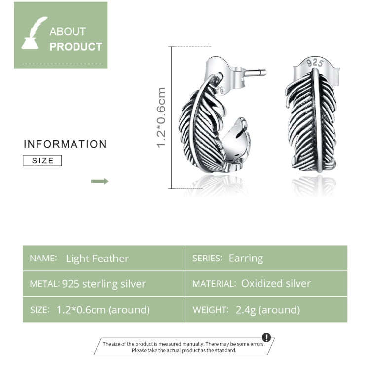 S925 Sterling Silver Light Feather Women Earrings