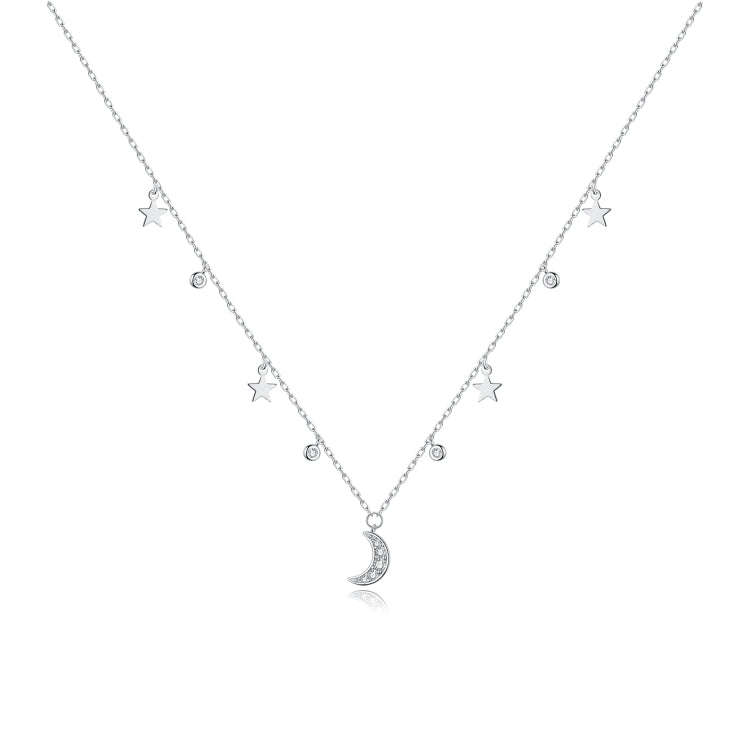 S925 Sterling Silver Dream Star Moon Zircon Women Nacklace Jewelry