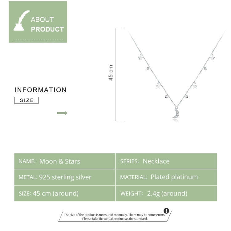 S925 Sterling Silver Dream Star Moon Zircon Women Nacklace Jewelry