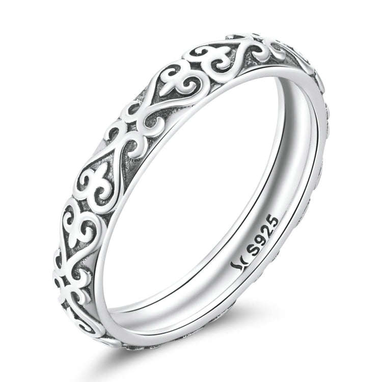 SCR776-10 Sterling Silver S925 Vintage Embossed Pattern Ring