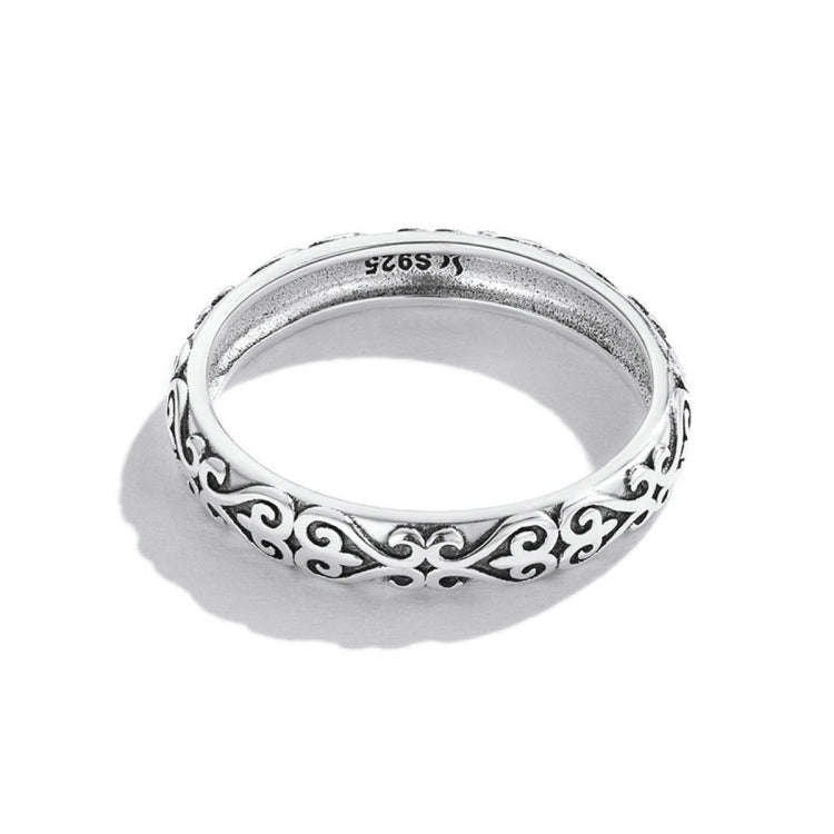 SCR776-10 Sterling Silver S925 Vintage Embossed Pattern Ring