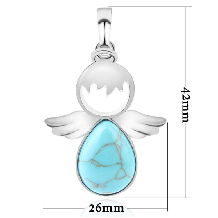 Women Angel Wings Pendants Natural Crystal Stone Necklaces(Green Aventurine)