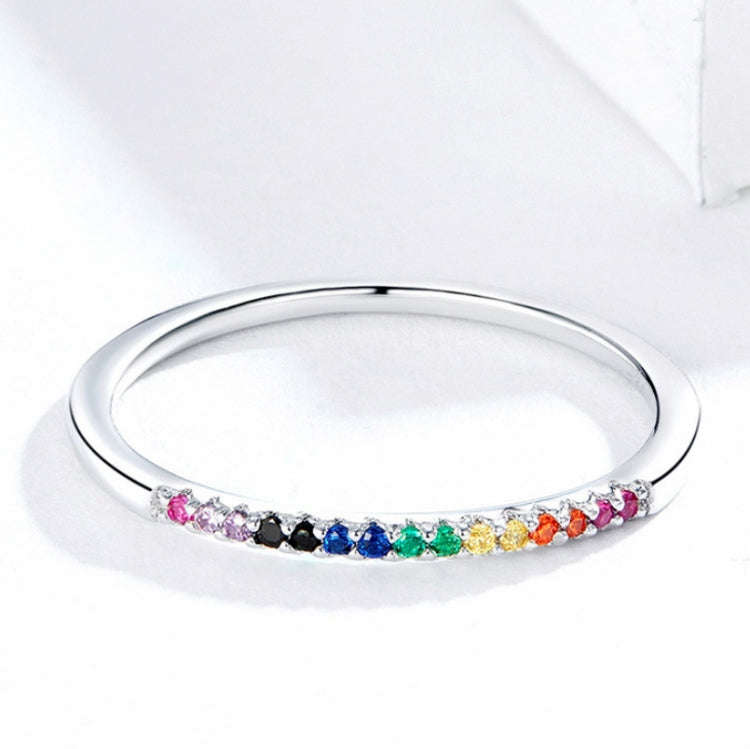 Sterling Silver Ring S925 Colored Zircon Ring, Size:7