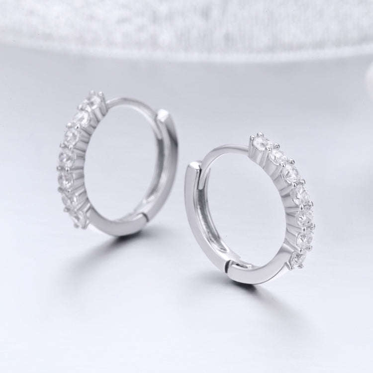 S925 Sterling Silver Jewelry Earrings Inlaid Zircon Earrings(White)