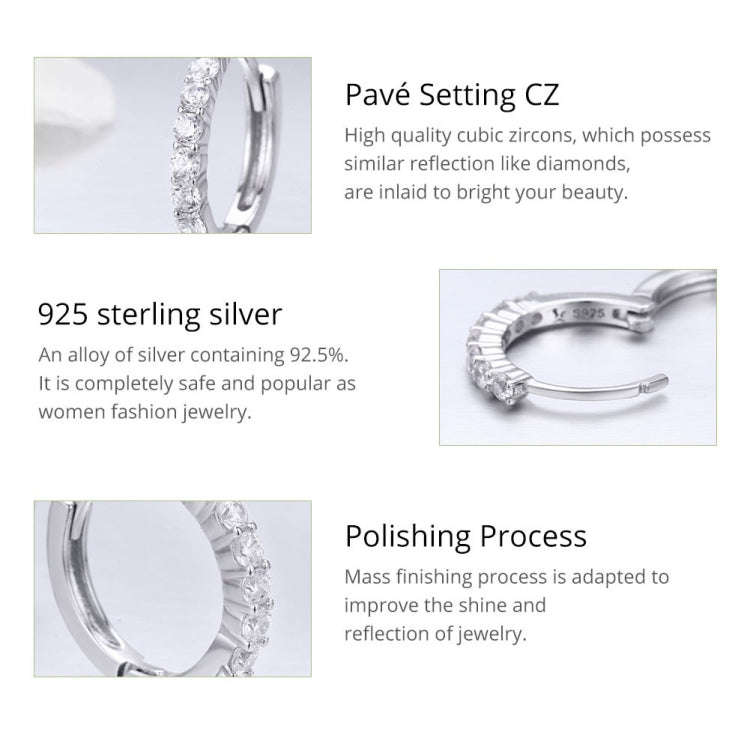 S925 Sterling Silver Jewelry Earrings Inlaid Zircon Earrings(White)