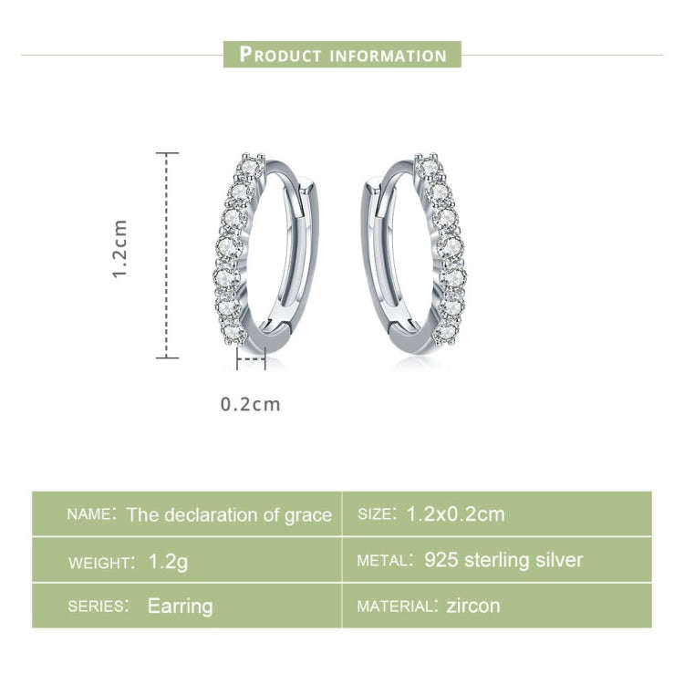 S925 Sterling Silver Jewelry Earrings Inlaid Zircon Earrings(White)