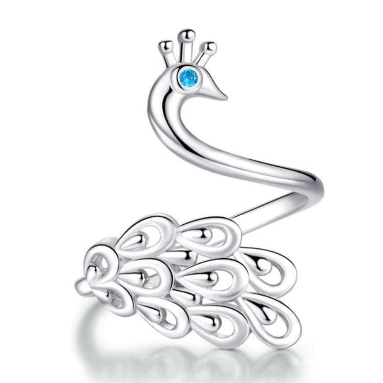 S925 Sterling Silver Peacock  Open Ring