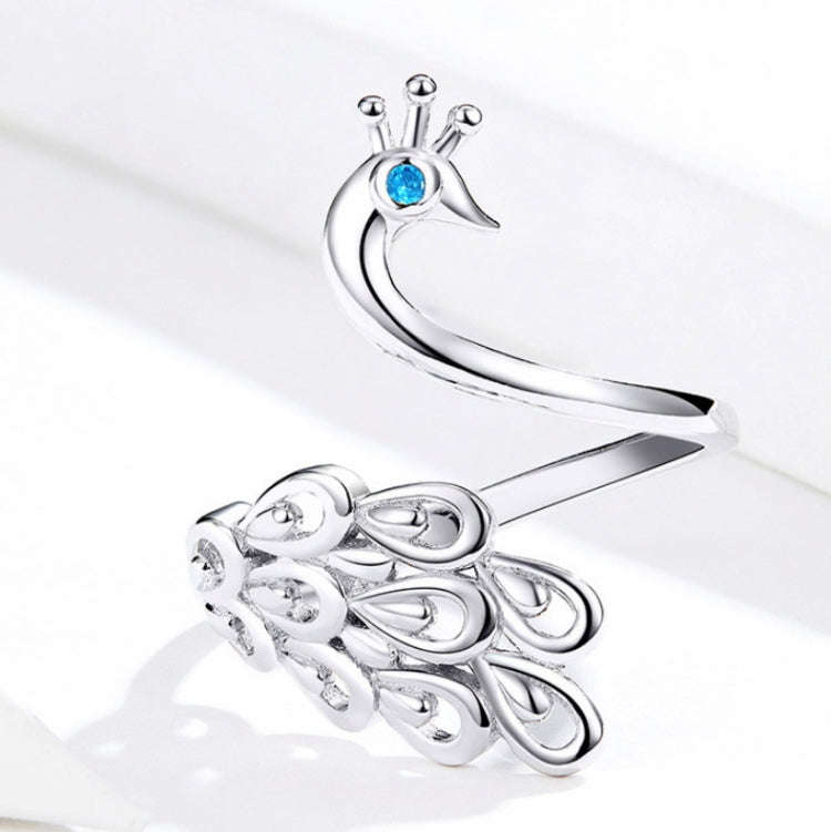 S925 Sterling Silver Peacock  Open Ring