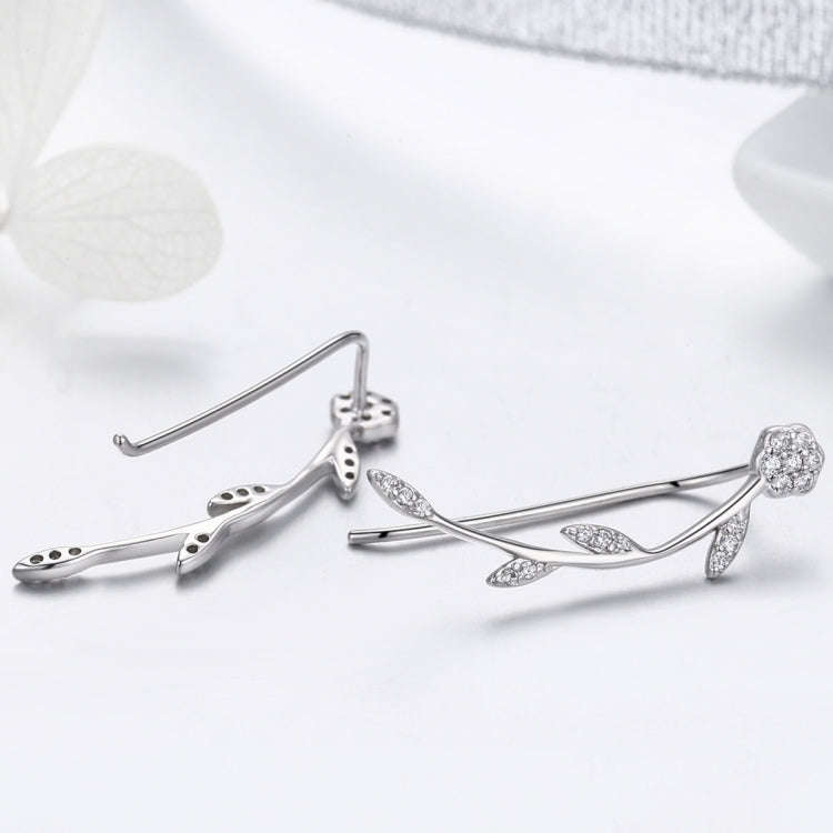 Leaf Earrings Sterling Silver S925 Earrings Zircon Platinum Plated Earrings