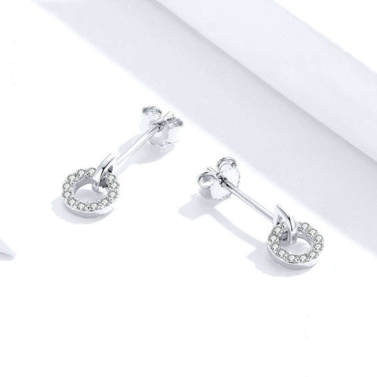 S925 Sterling Silver Small Circle Earrings Platinum Plated Zircon Silver Earrings