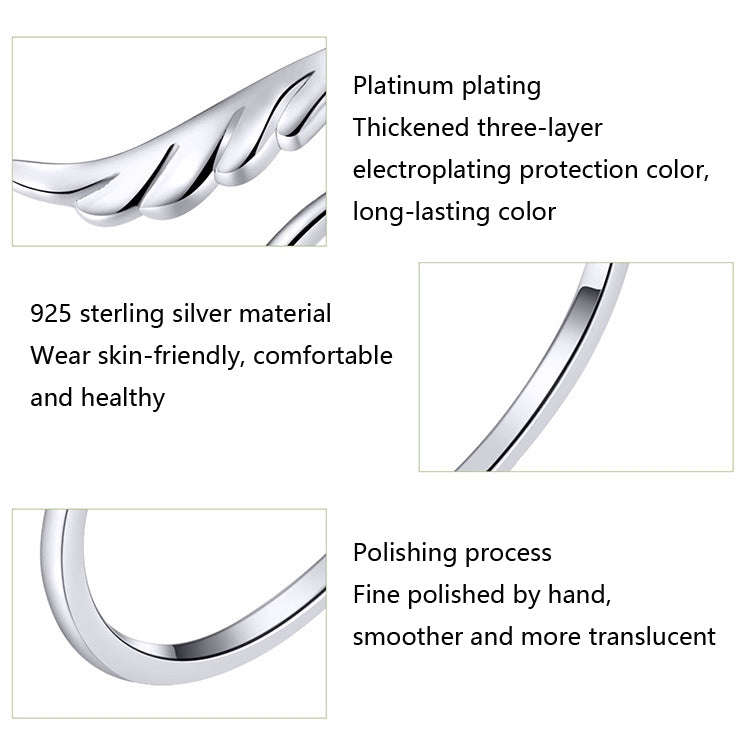 S925 Sterling Silver Angel Wings Open Ring  Open Ring
